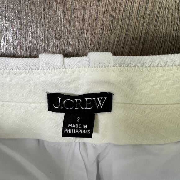 J.Crew Pleated 9" Trouser Short WMNS 2 White Stretch Linen Blend Removable Belt - Picture 3 of 7
